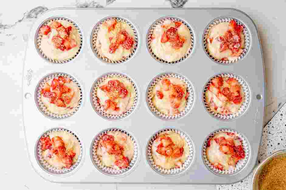 Strawberry Muffins Recipe: Top each muffin with a sprinkling of turbinado sugar.