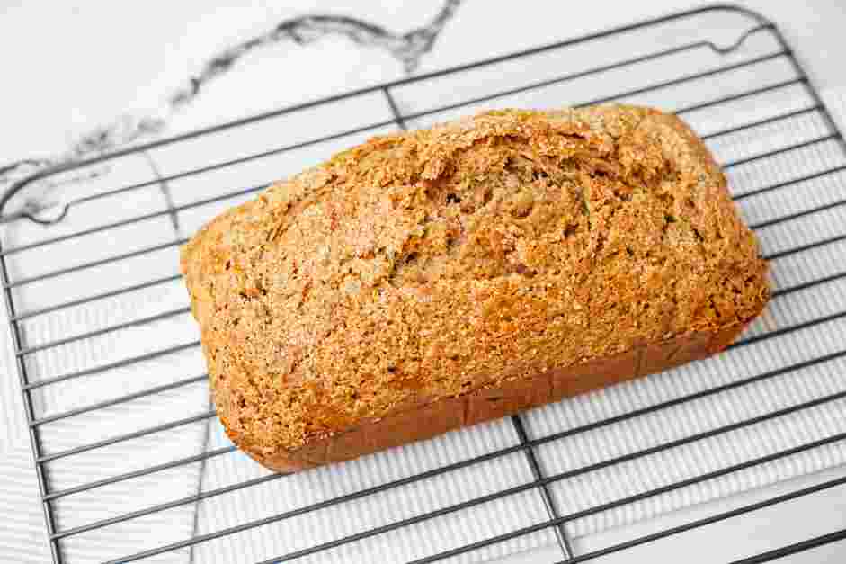 Banana Zucchini Bread Recipe: Bake the loaf for 50-60 minutes, or until a toothpick inserted into the center comes out clean.