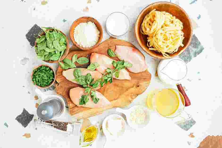 Garlic Parmesan Chicken Pasta Recipe: Measure and prep all ingredients.