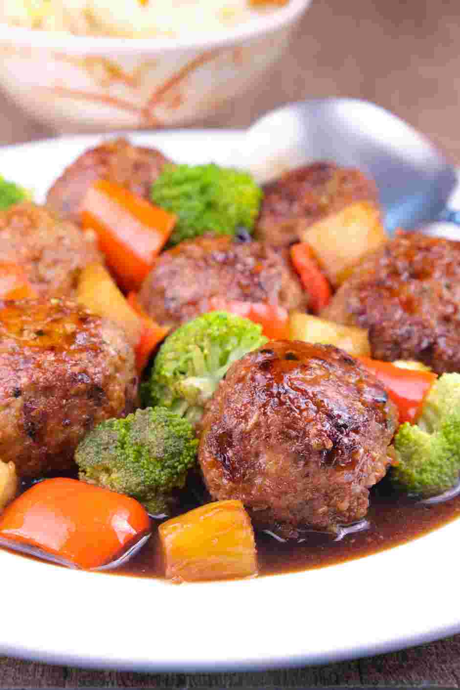 Teriyaki Pineapple Meatballs Recipe: Cover the skillet to allow the broccoli and peppers to steam for about 5 minutes.