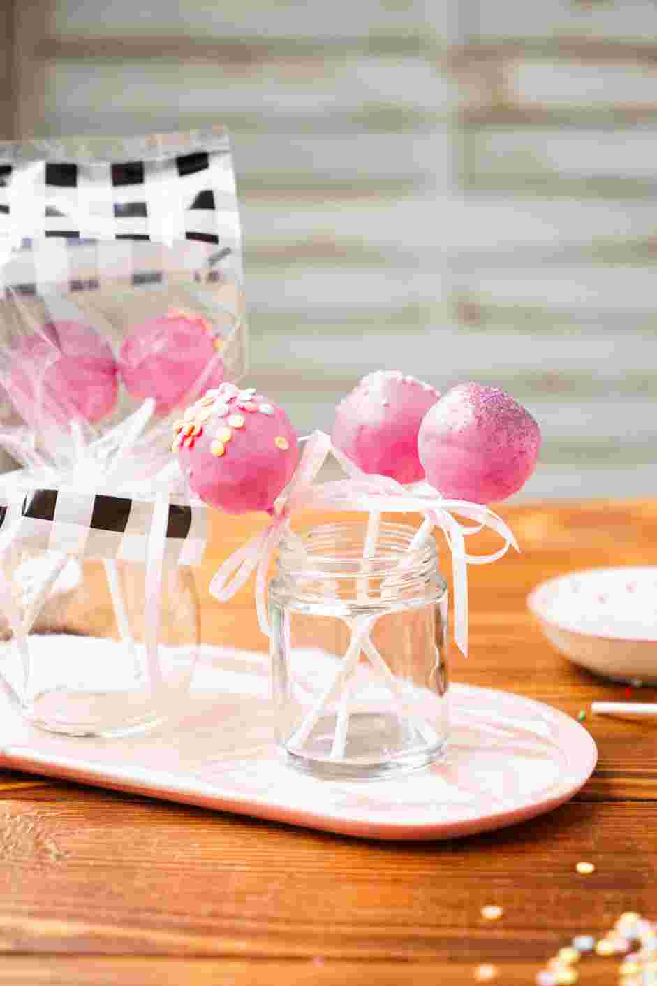 How to Make Cake Pops Step 10: Once your cake pops have set, you can wrap them individually in plastic wrap or place them in a freezer bag for storage.