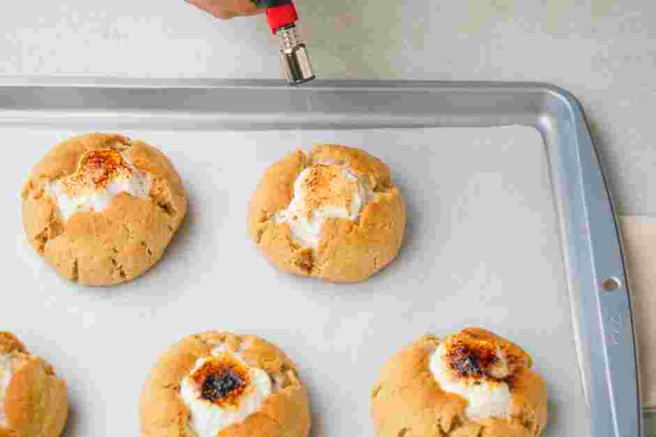 S’mores Cookies Recipe: Use either a kitchen torch or the broiler to toast the tops of each marshmallow.