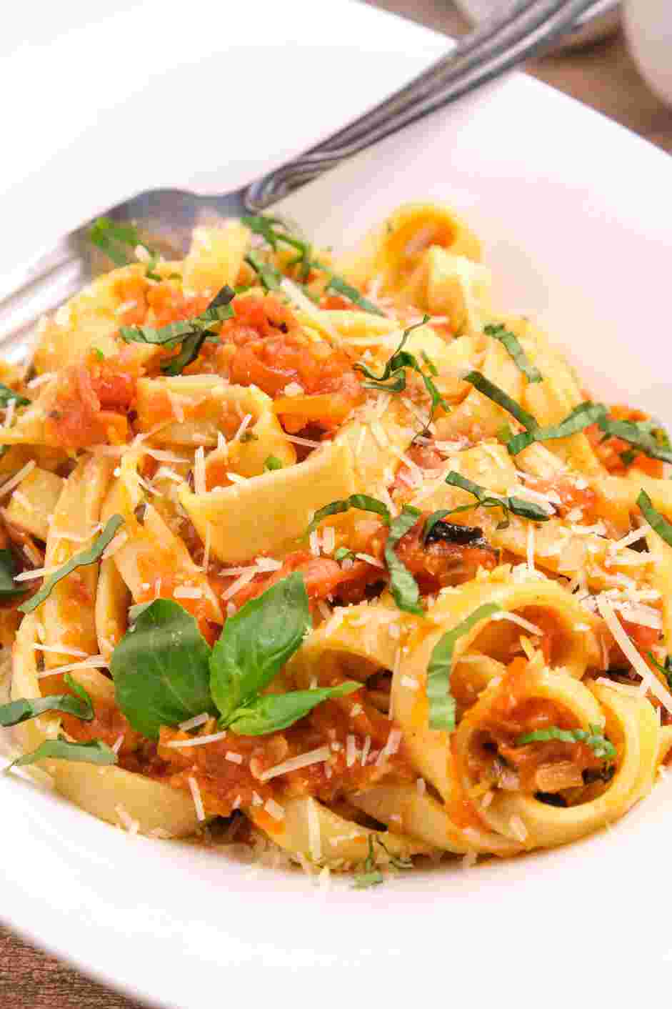 Tagliolini with Tomato Pomodoro Recipe: Mix together and serve hot.