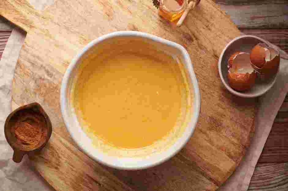 Sweet Potato Cornbread Recipe: In a separate bowl, whisk together the melted butter, brown sugar, eggs, buttermilk and mashed sweet potatoes.