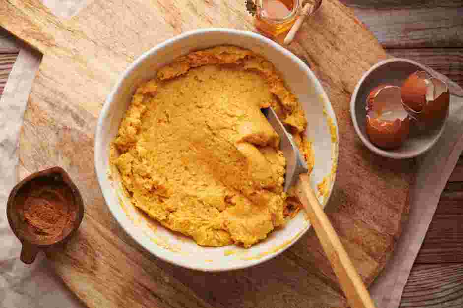 Sweet Potato Cornbread Recipe: Add the buttermilk mixture to the flour mixture and mix with a rubber spatula until just combined.