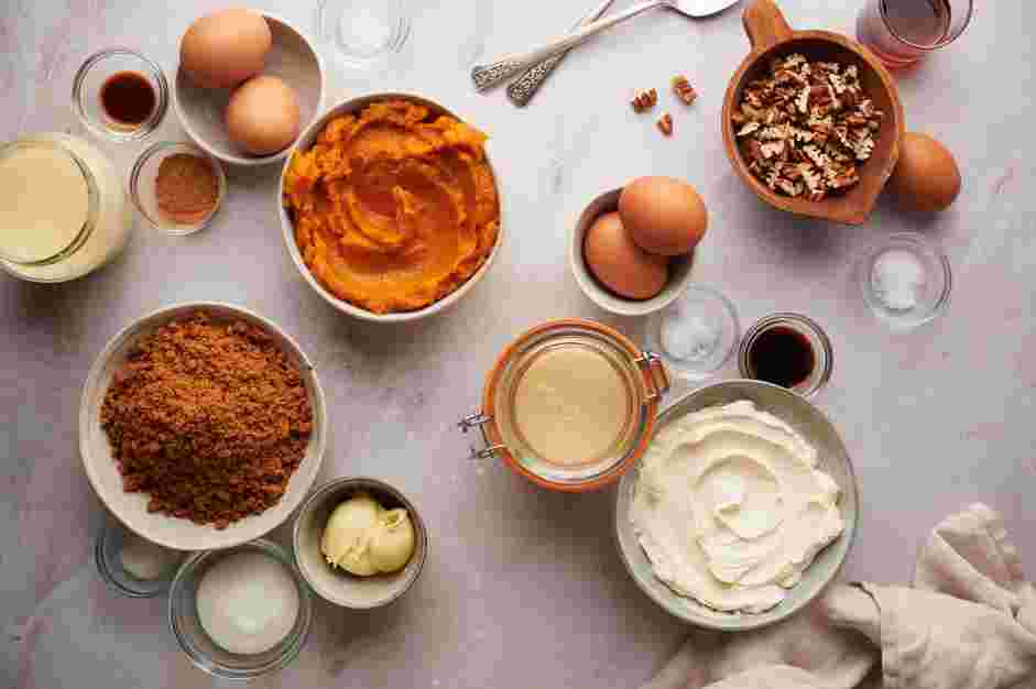 Pumpkin Cheesecake Bars Recipe: Preheat the oven to 350°F.