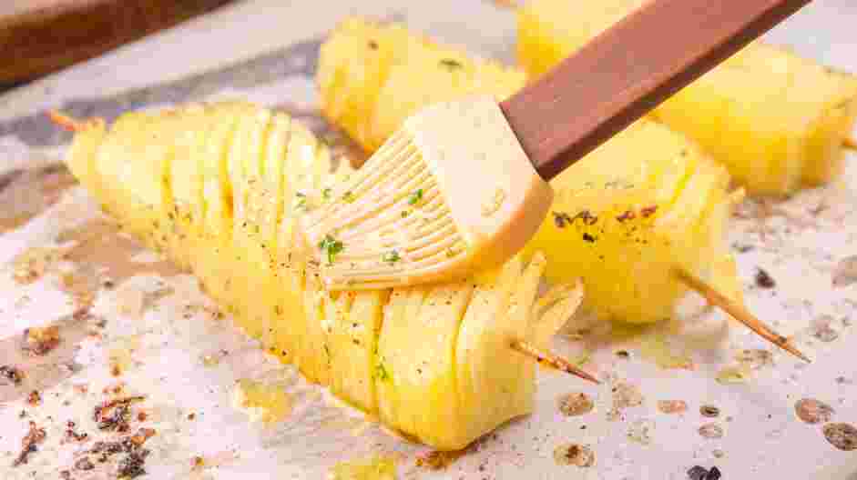 Accordion Potatoes Recipe: Roast the potatoes for 35-40 minutes, flipping and basting the potatoes with the garlic butter halfway through.