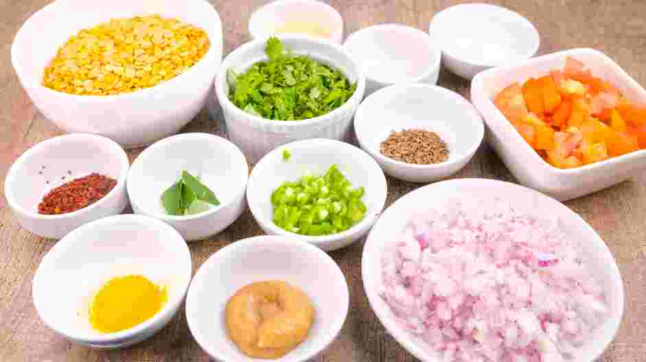 Dal Tadka Recipe: Measure and prep all ingredients.