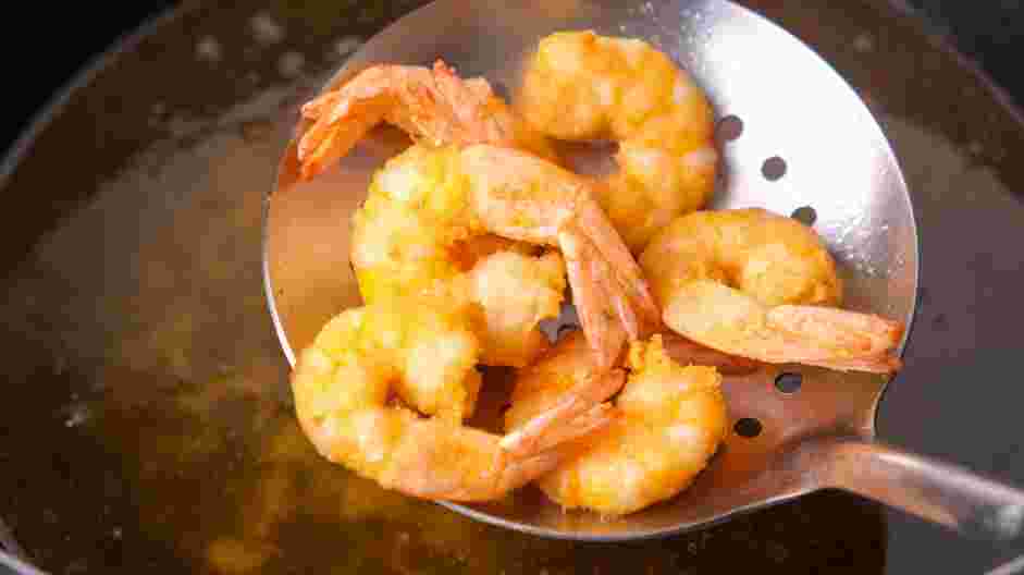 Honey Walnut Shrimp Recipe: Fry six or seven shrimp at a time in the hot oil until light golden brown.