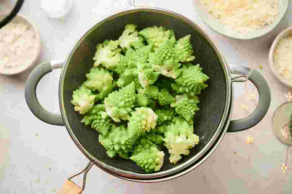 Romanesco Broccoli Trees with Parmesan Snow Recipe: Steam the Romanesco broccoli for about 5-8 minutes until bright green and crisp-tender.