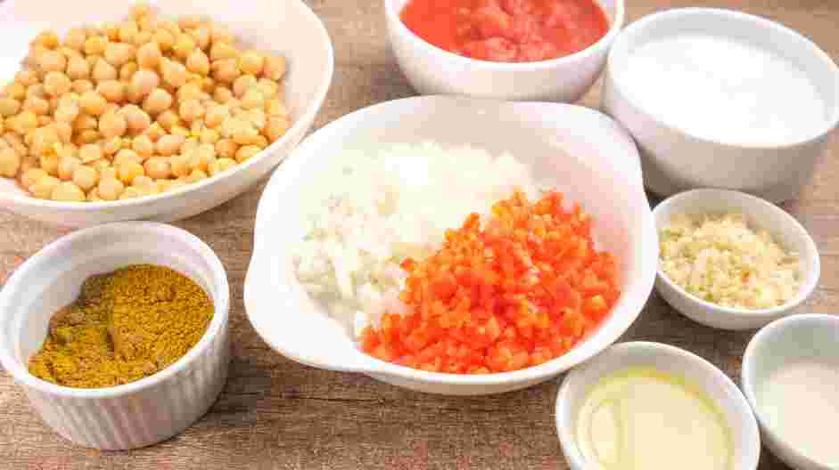 Coconut Curry Chickpeas Recipe: Measure and prep all ingredients.