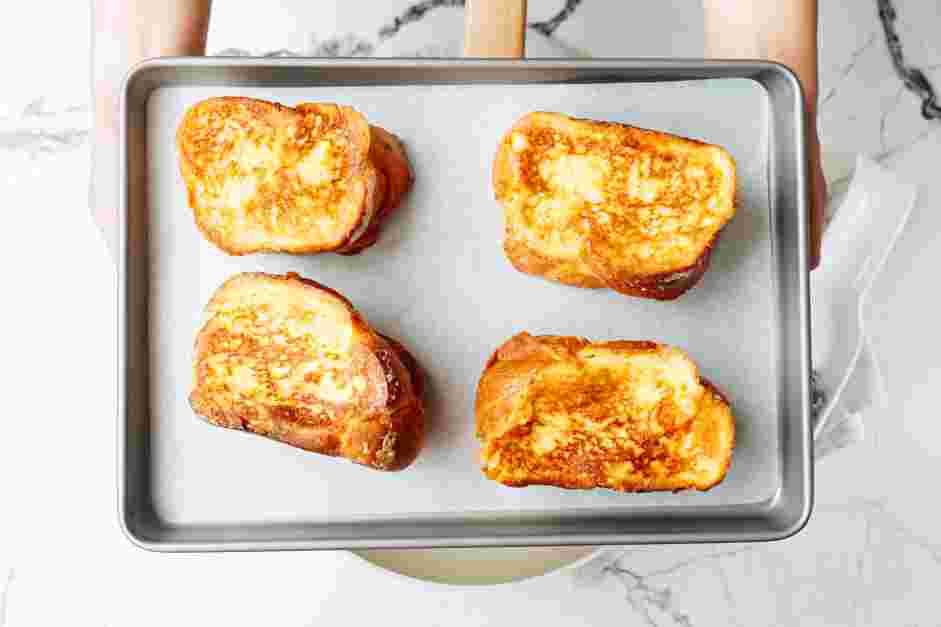 Creme Brulee French Toast Recipe: Bake the pan-fried French toast in the preheated oven for about 5-7 minutes for the custard to set.