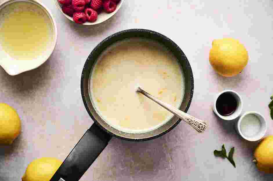 Lemon Posset Recipe: Lower the heat to low to bring the mixture to a simmer.