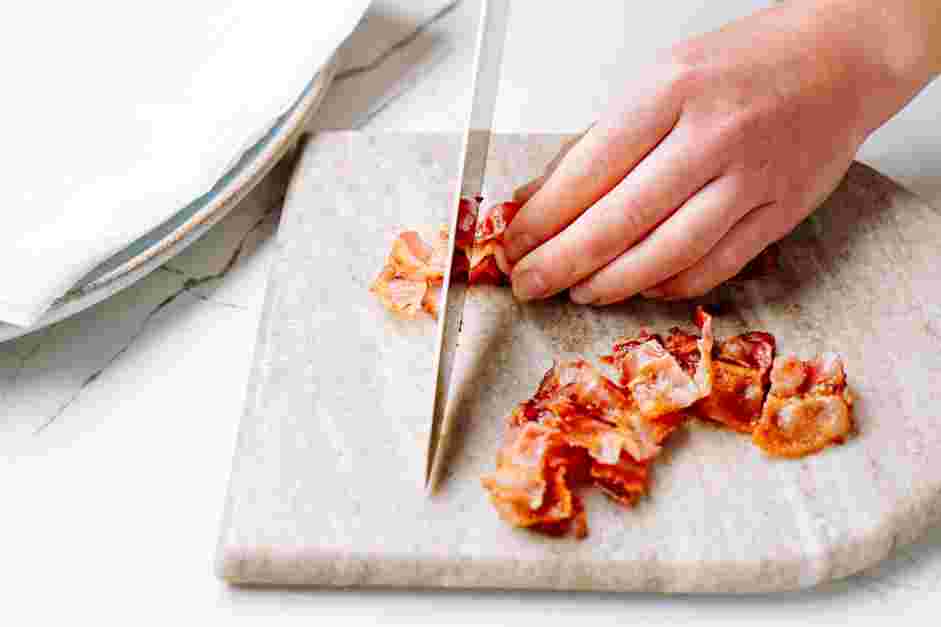 Pea Salad Recipe: Drain on a paper towel lined plate and let cool.