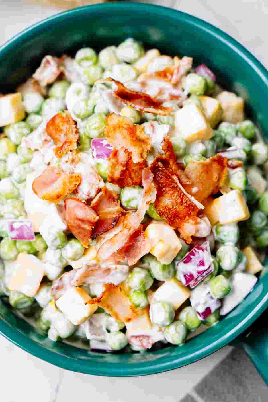 Pea Salad Recipe: Refrigerate for at least 1 hour for the flavors to meld.