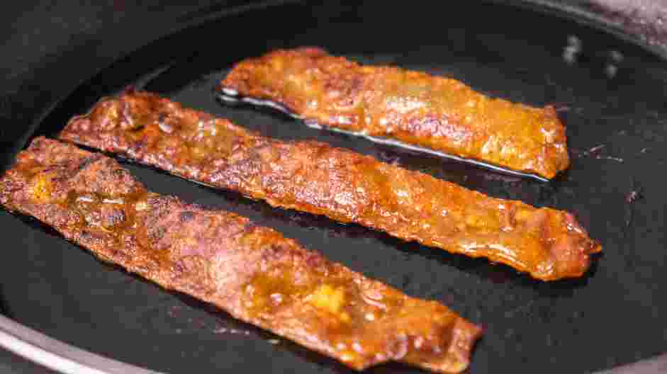 Vegan Bacon Recipe: Coat a nonstick skillet lightly with avocado oil.