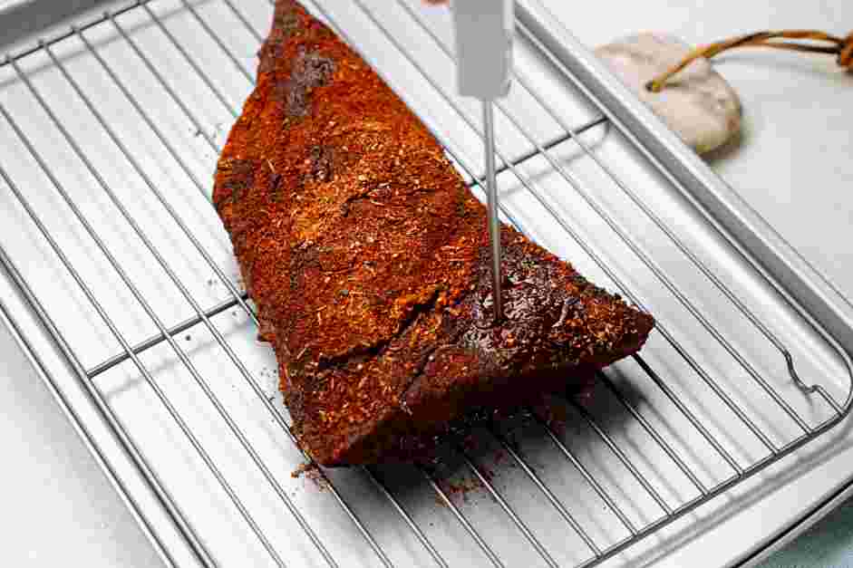 Tri Tip Steak Recipe: Transfer the steak into the oven and cook until the thickest part of the meat reaches an internal temperature reads 125&deg;F, about 1 hour.