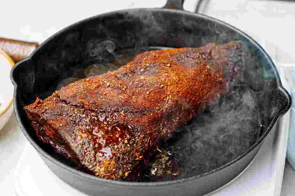 Tri Tip Steak Recipe: In a cast iron skillet over medium-high heat, add the ghee.