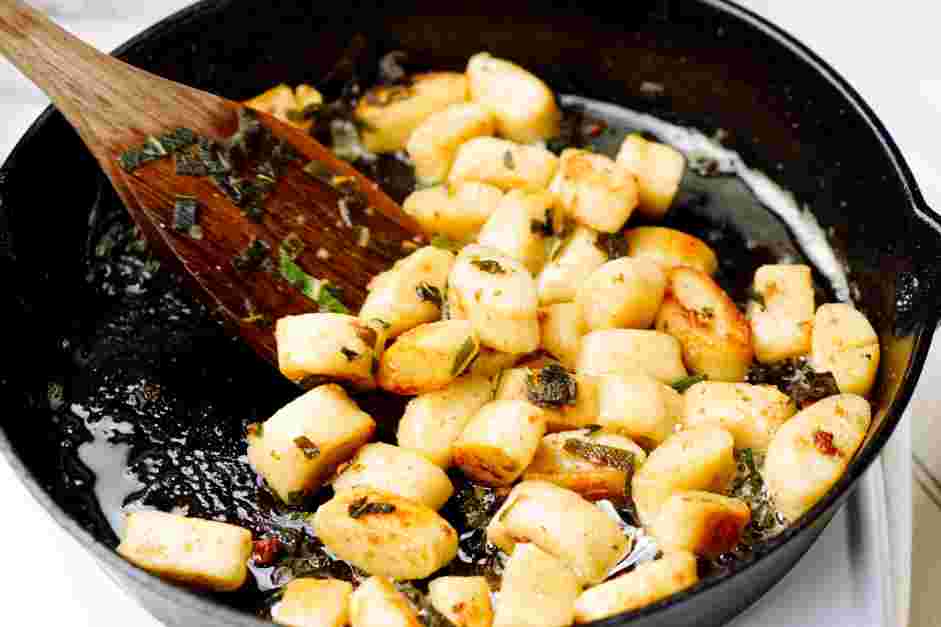 Ricotta Gnocchi with Sage Brown Butter Recipe: Add the gnocchi to the browned butter and let sit in the pan until the bottom of the gnocchi develops a light brown crust.