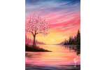 The Blossoming Tree and a Lakeside Sunset