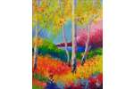 Paint Drops and Vibrant Trees
