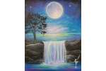 Moonlit Waterfall Fantasy Painting - Baytown
