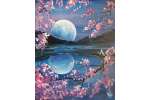 Cherry Blossom Moonlit Lake
