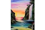 Pastel Sunset Waterfall