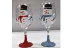 Happy Snowman Wine Glasses