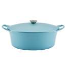 Rachael Ray Premium Cast Iron 6.5-Quart Oval Dutch Oven Agave Blue