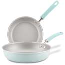 Rachael Ray Create Delicious Enameled Aluminum 9.5" & 11.75" Deep Frying Pans Blue