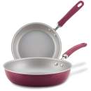 Rachael Ray Create Delicious Enameled Aluminum 9.5" & 11.75" Deep Frying Pans Burgundy