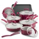 Rachael Ray Create Delicious Enameled Aluminum 13-Piece Cookware Set Burgundy