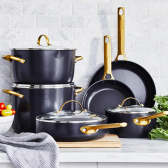 Ayesha Curry Hard Anodized Collection Nonstick Cookware Set, 10-Piece, Charcoal