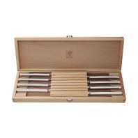 Zwilling 8-Pc Stainless Steel Serrated Steak Knife Set with Wood Presentation Case