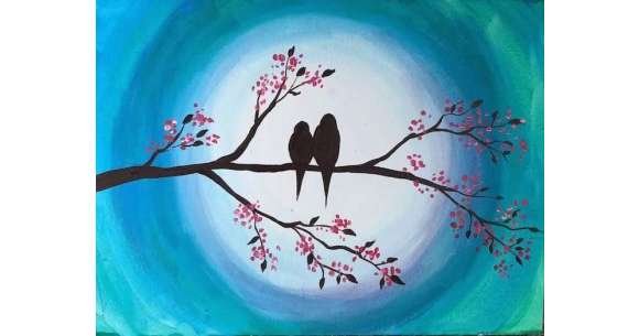 Love Birds COUPLES DATE NIGHT Paint and Sip Acrylic Kit With Online  Tutorial 