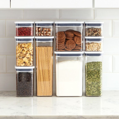 Joseph Joseph Podium 100 Dry Food Storage Container Stand, 5-Piece Set,  Stainless-Steel/Glass