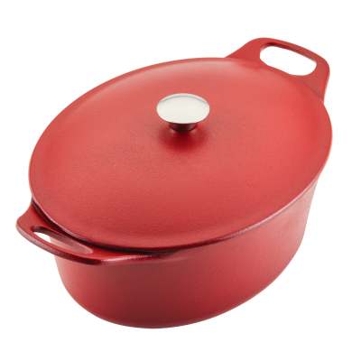 Tramontina Gourmet 4-Quart Cast Iron Covered Braiser, Red 