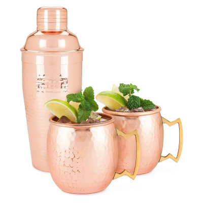 Twine Hammered Copper Bar Set