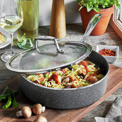 Anolon x Hybrid Nonstick Saute Pan with Lid, 3.5-Quart - Dark Gray