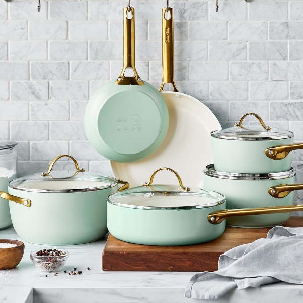 GreenPan Reserve Ceramic Nonstick 10 Pc Cookware Set Green Cookware
