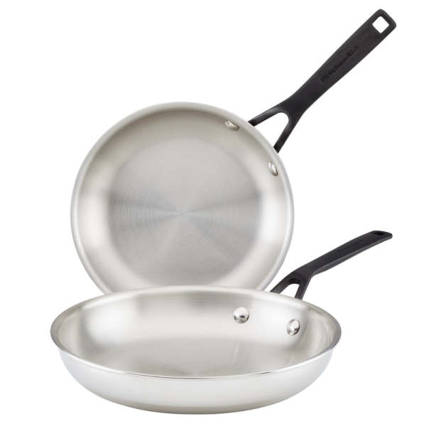 KitchenAid 5-Ply Clad 8.25" & 10" Stainless Steel Frying Pan Set 1