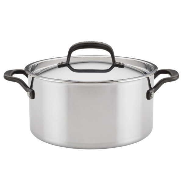 KitchenAid 5-Ply Clad 6-Quart Stainless Steel Stockpot With Lid 1