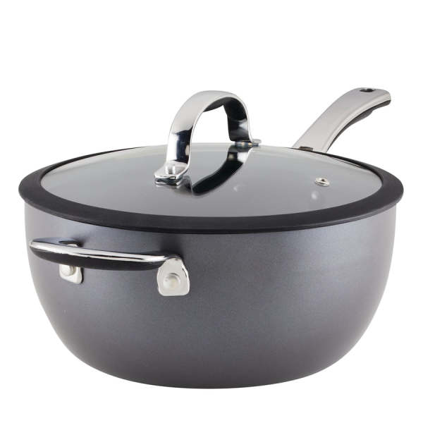 Rachael Ray Cook + Create 4.5-Quart Hard Anodized Nonstick Saucepan with Helper Handle and Lid 1