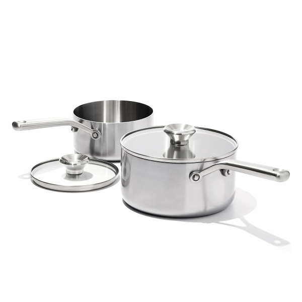 OXO Mira Tri-Ply Stainless Steel 4-Piece Saucepan Set 1