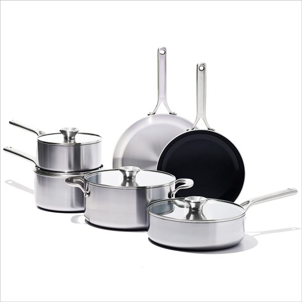 OXO Mira Tri-Ply Stainless Steel 10-Piece Cookware Set | Cozymeal