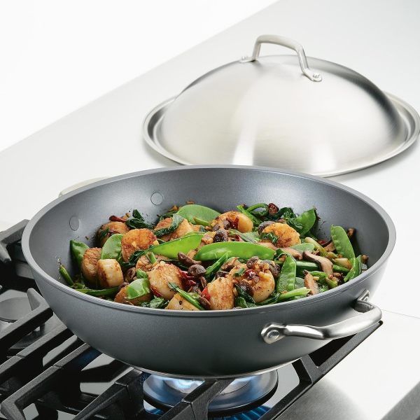 Helen's Asian Kitchen 4 Piece 14 Carbon Steel Wok Set with Lid