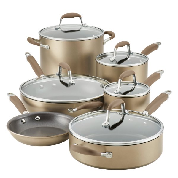 Anolon Advanced Home 11Piece Cookware Set Bronze Cookware Cozymeal