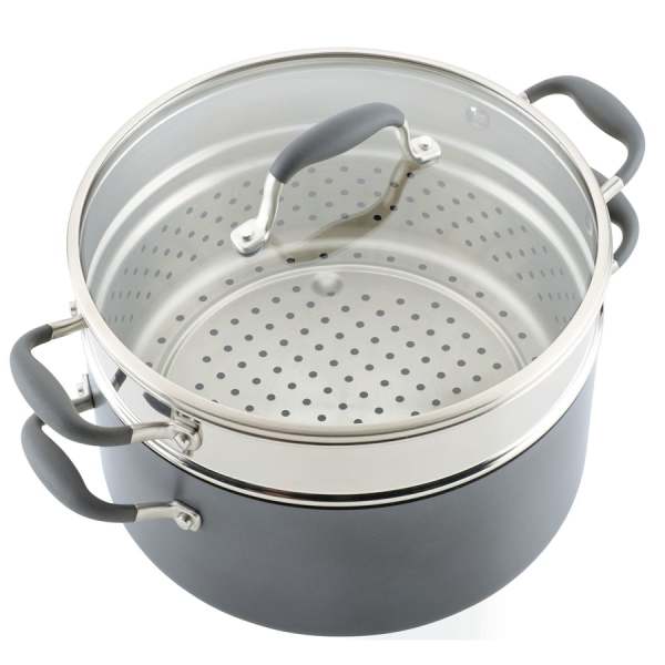 Anolon Advanced Home 8.5 Qt Wide Stockpot with Multi-Function Insert Moonstone