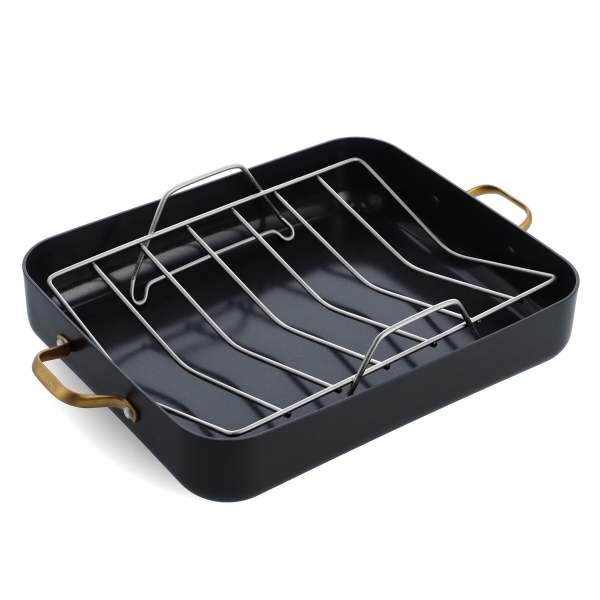 GreenPan Reserve Ceramic Roaster with Rack Black